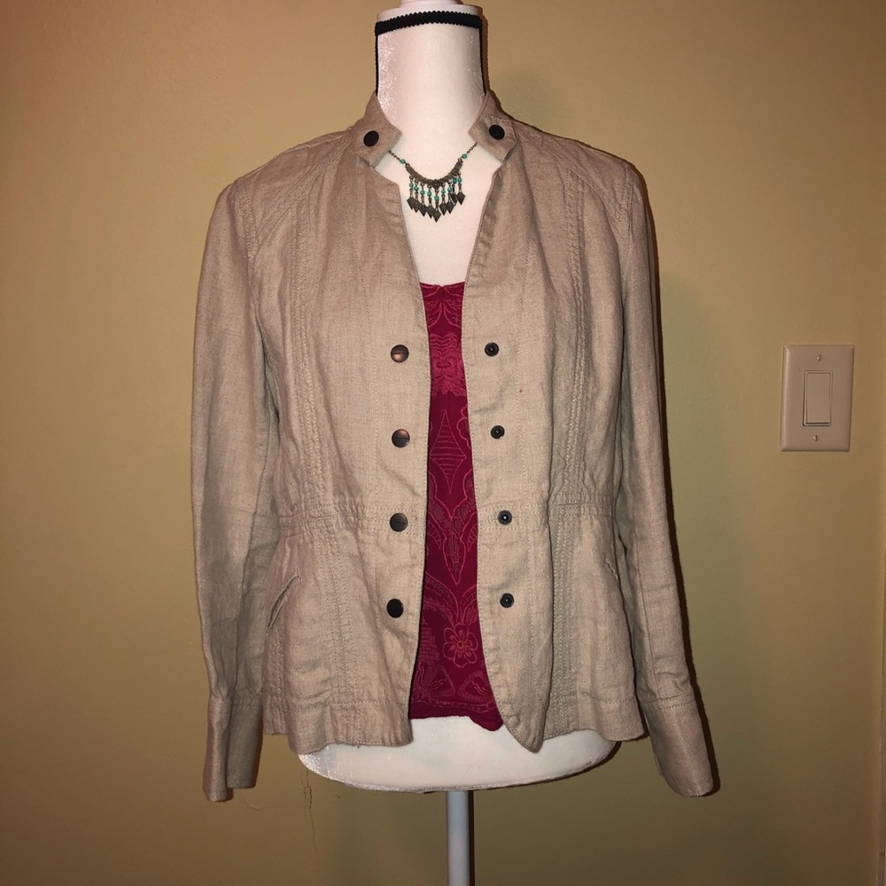 Coldwater creek 100% linen tan jacket.